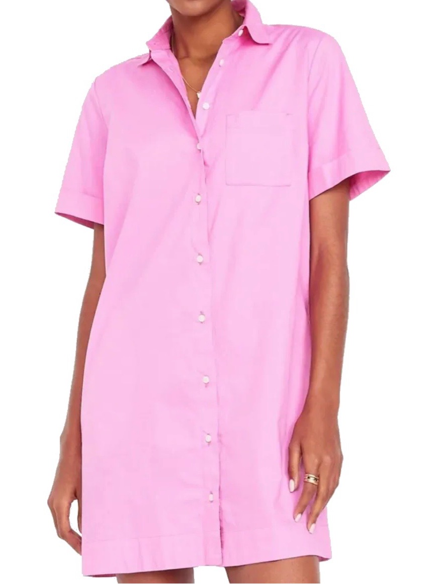 Old Navy Button-Down Mini Shirt Dress (Vivid Begonia) With Pockets